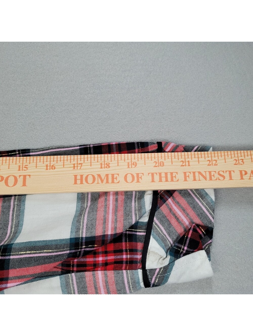 Victorias Secret Flannel Pajama Set S Small Plaid Shimmer Red Pink Metallic PJs - Picture 7 of 13